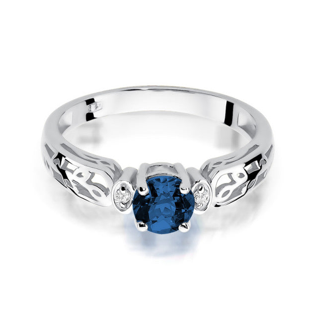Inel Aur 14K cu Safir 0.50 ct si Diamante Naturale 0.02 ct, imaginea 6 din 11