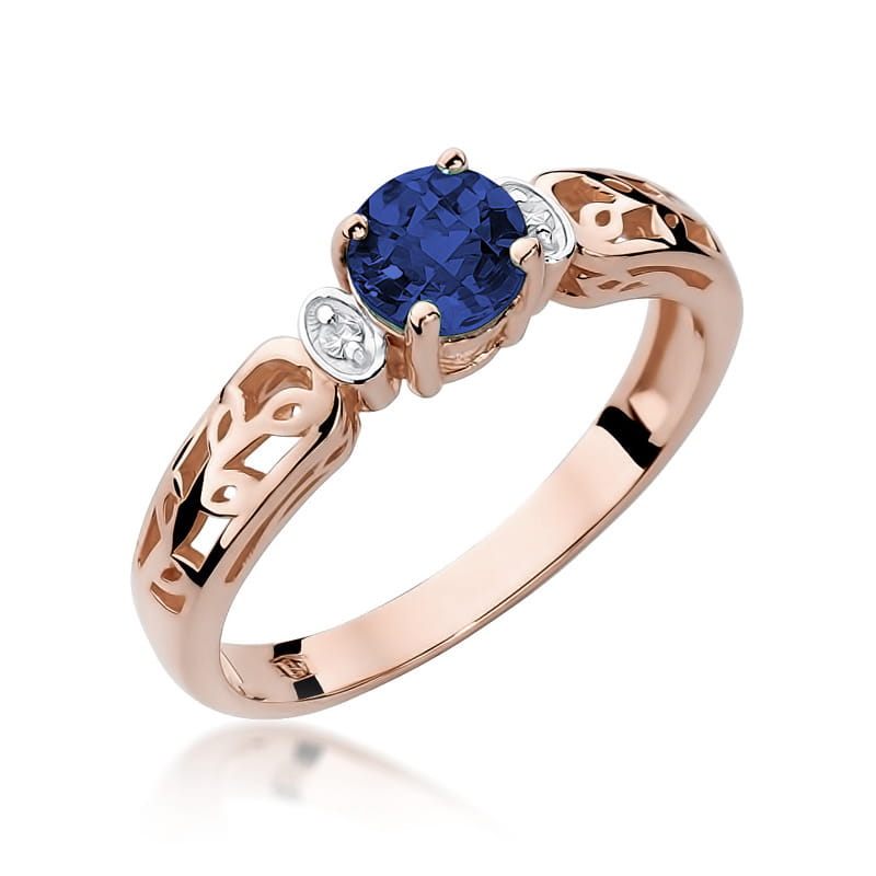 Inel Aur 14K cu Safir 0.50 ct si Diamante Naturale 0.02 ct, imaginea 8 din 11