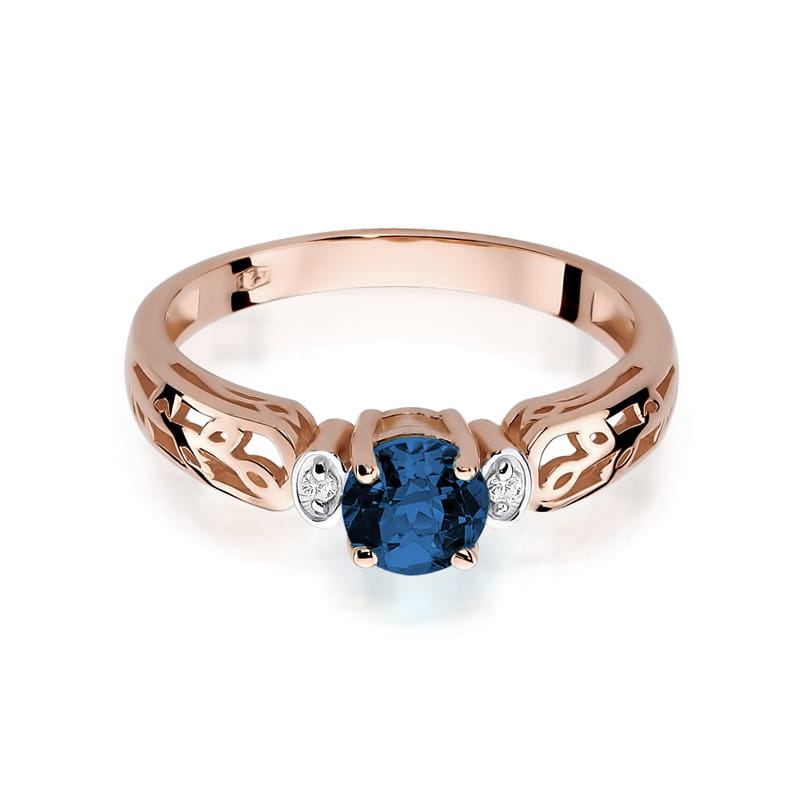 Inel Aur 14K cu Safir 0.50 ct si Diamante Naturale 0.02 ct, imaginea 9 din 11