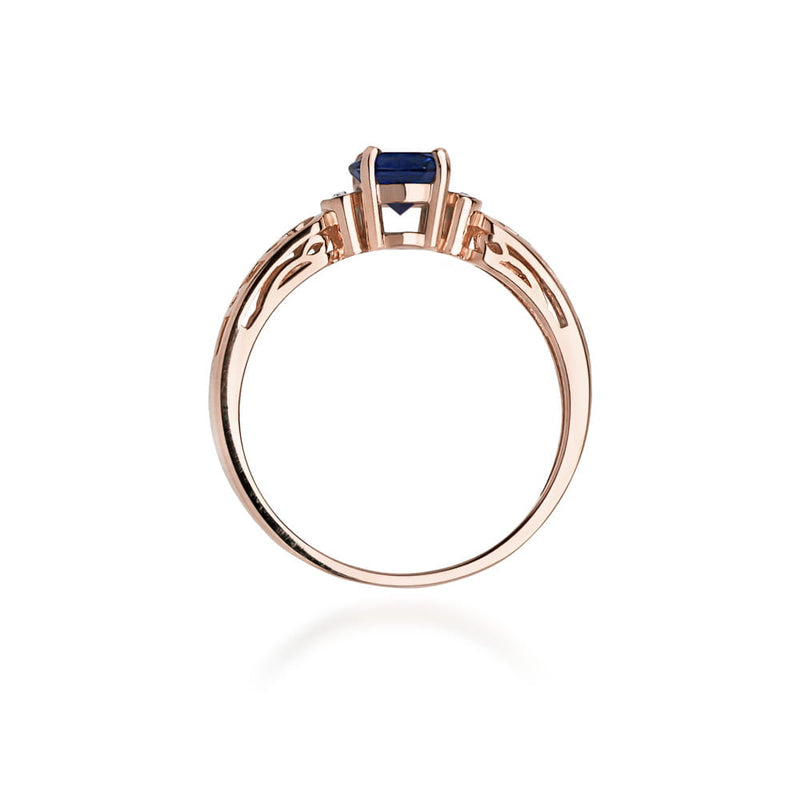 Inel Aur 14K cu Safir 0.50 ct si Diamante Naturale 0.02 ct, imaginea 10 din 11