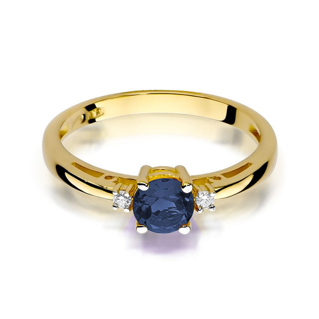 Inel Aur 14K cu Safir 0.50 ct si Diamante Naturale 0.03 ct, imaginea 2 din 11