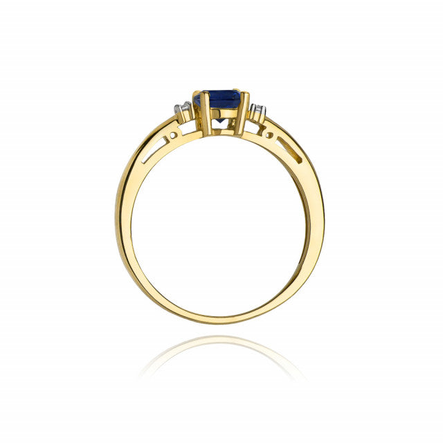 Inel Aur 14K cu Safir 0.50 ct si Diamante Naturale 0.03 ct, imaginea 3 din 11