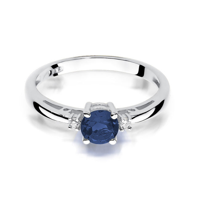 Inel Aur 14K cu Safir 0.50 ct si Diamante Naturale 0.03 ct, imaginea 6 din 11
