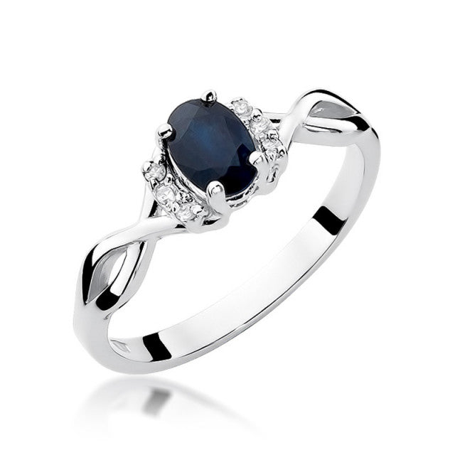 Inel Aur 14K cu Safir 0.70 ct si Diamante Naturale 0.05 ct, imaginea 5 din 10
