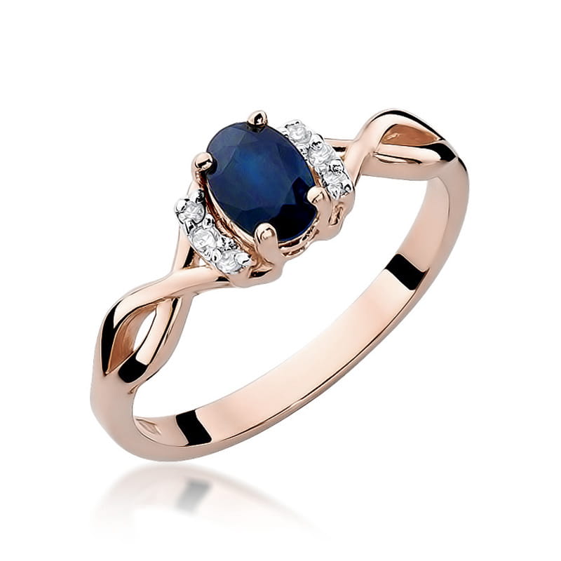 Inel Aur 14K cu Safir 0.70 ct si Diamante Naturale 0.05 ct, imaginea 8 din 10