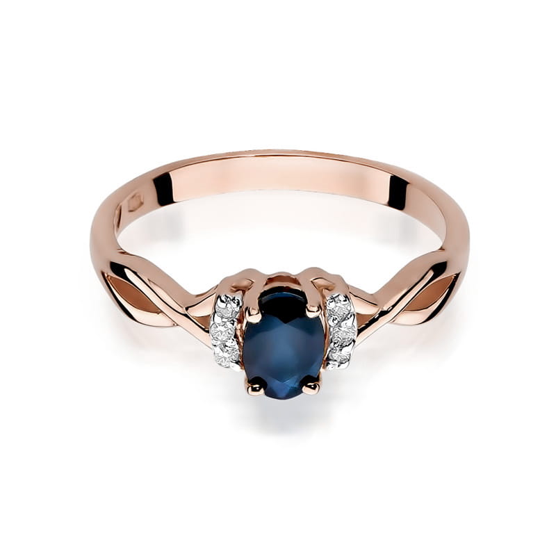 Inel Aur 14K cu Safir 0.70 ct si Diamante Naturale 0.05 ct, imaginea 9 din 10