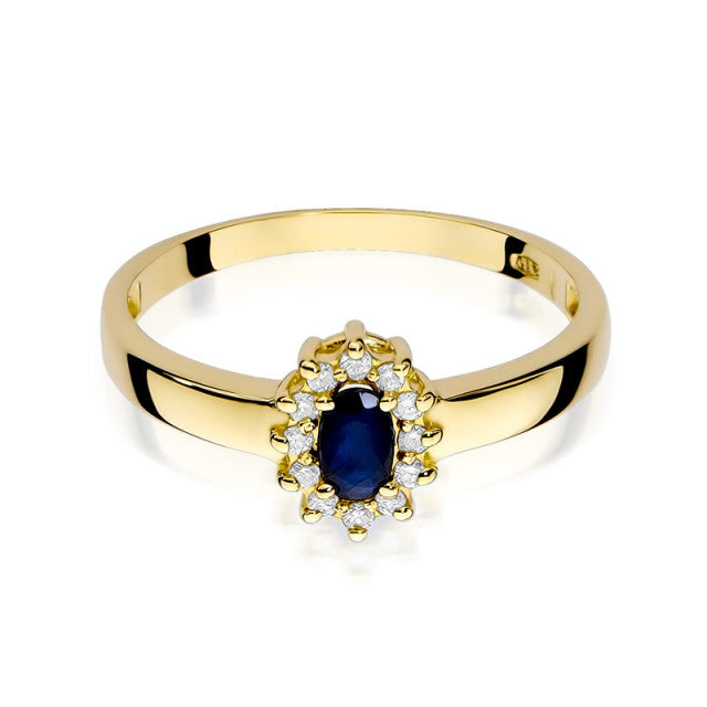 Inel Aur 14K cu Safir 0.30 ct si Diamante Naturale 0.10 ct, imaginea 2 din 11