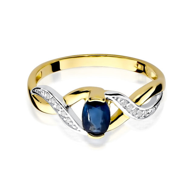 Inel Aur 14K cu Safir 0.70 ct si Diamante Naturale 0.05 ct, imaginea 2 din 11