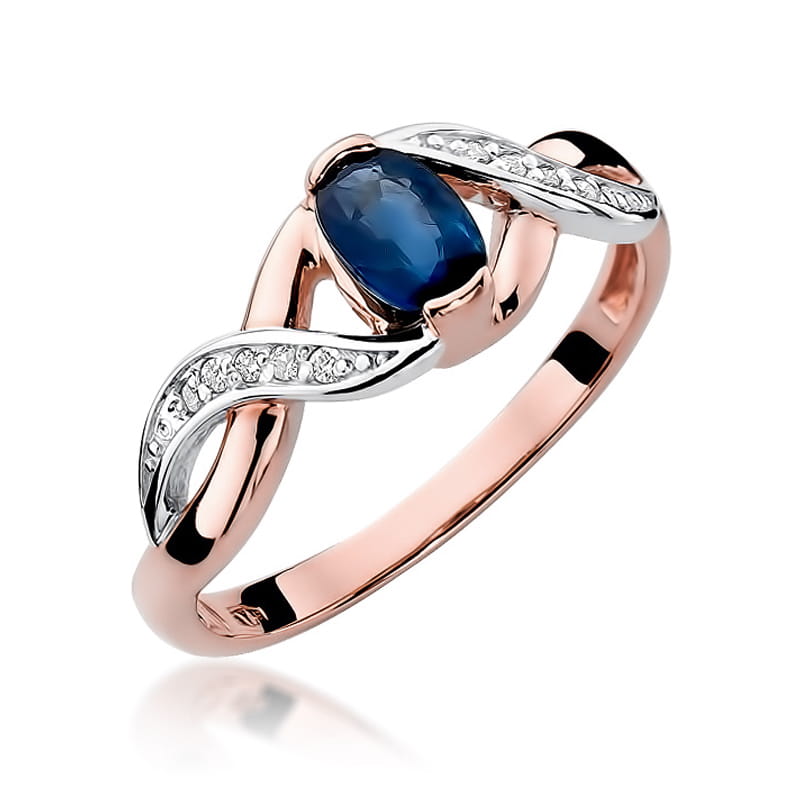 Inel Aur 14K cu Safir 0.70 ct si Diamante Naturale 0.05 ct, imaginea 8 din 11