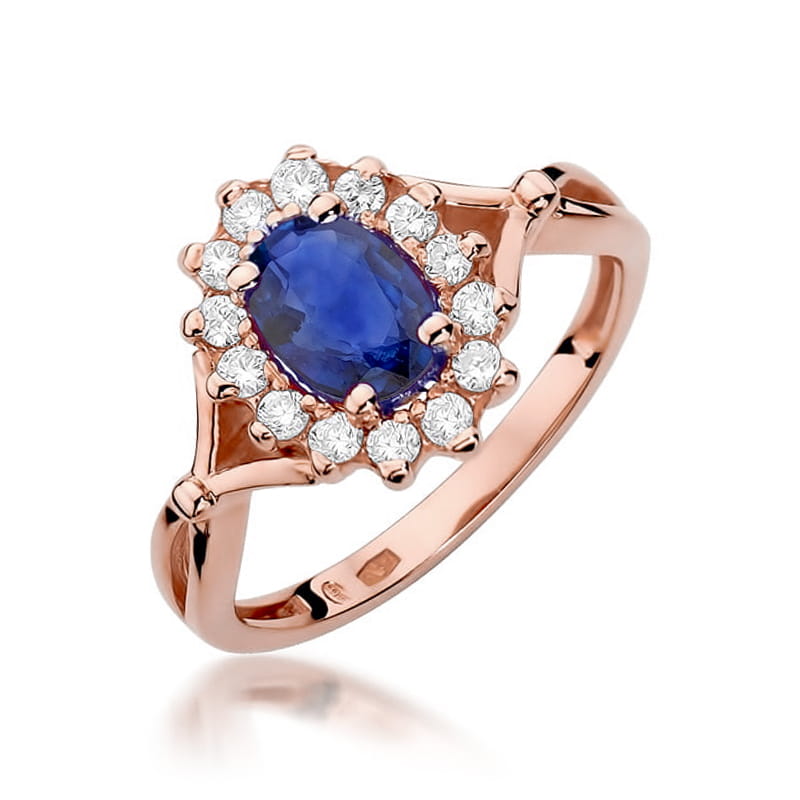 Inel Aur 14K cu Safir 0.90 ct si Diamante Naturale 0.28 ct, imaginea 8 din 10