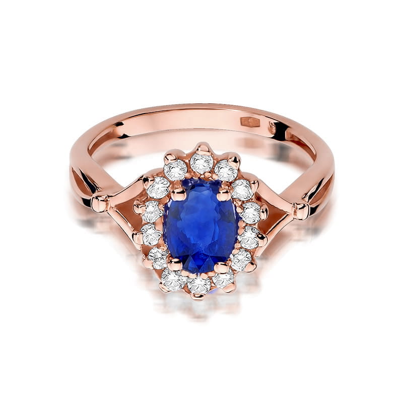 Inel Aur 14K cu Safir 0.90 ct si Diamante Naturale 0.28 ct, imaginea 9 din 10