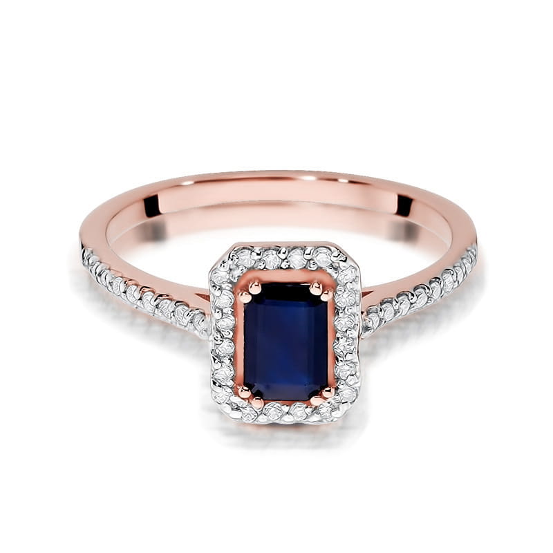 Inel Aur 14K cu Safir 0.60 ct si Diamante Naturale 0.19 ct, imaginea 9 din 10