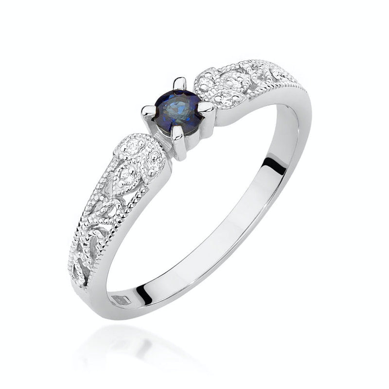 Inel Aur 14K cu Safir 0.15 ct si Diamante Naturale 0.03 ct, imaginea 4 din 9