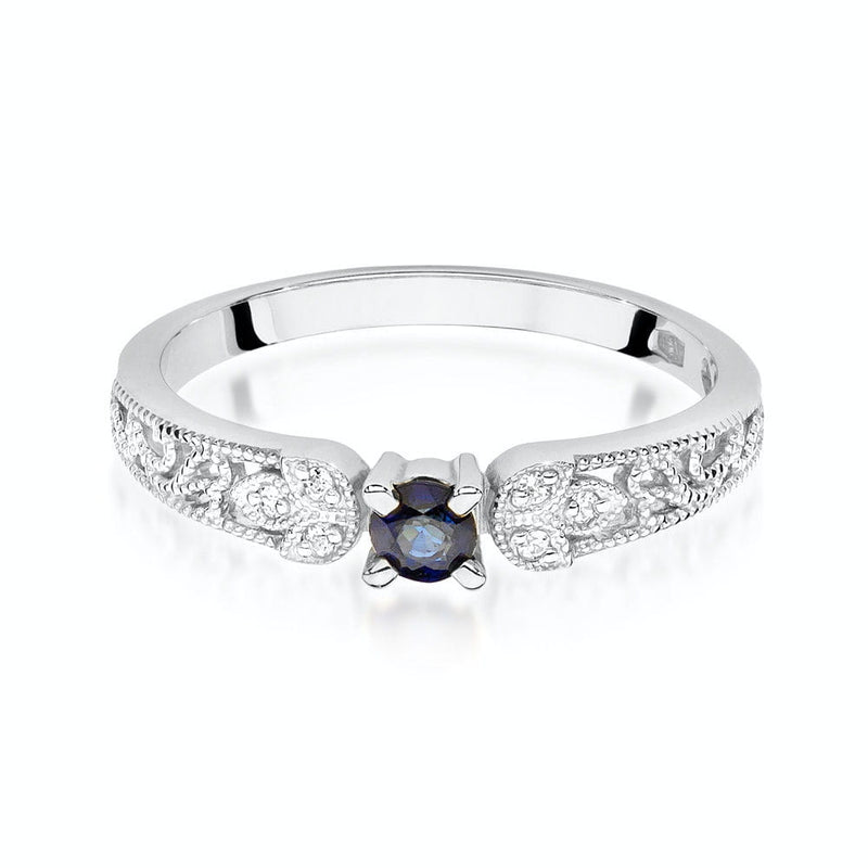 Inel Aur 14K cu Safir 0.15 ct si Diamante Naturale 0.03 ct, imaginea 5 din 9