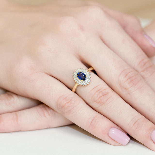 Inel Aur 14K cu Safir 0.70 ct si Diamante Naturale 0.20 ct, imaginea 4 din 10