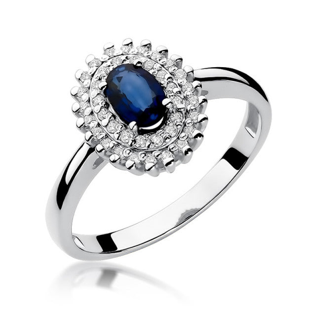 Inel Aur 14K cu Safir 0.70 ct si Diamante Naturale 0.20 ct, imaginea 5 din 10