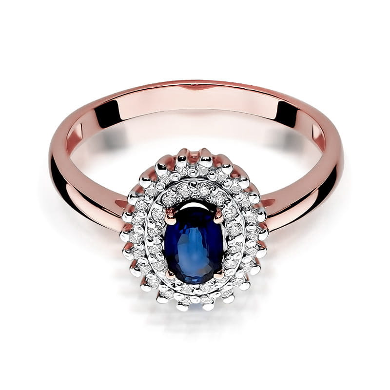 Inel Aur 14K cu Safir 0.70 ct si Diamante Naturale 0.20 ct, imaginea 9 din 10