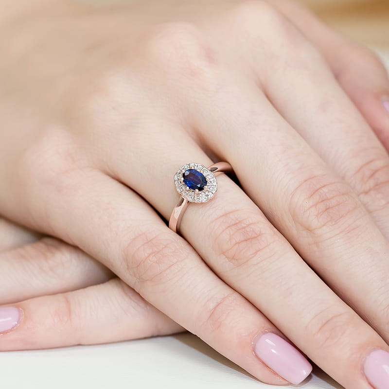 Inel Aur 14K cu Safir 0.70 ct si Diamante Naturale 0.07 ct, imaginea 11 din 11