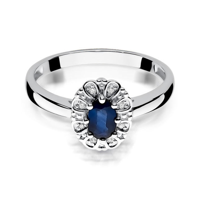 Inel Aur 14K cu Safir 0.70 ct si Diamante Naturale 0.07 ct, imaginea 6 din 11