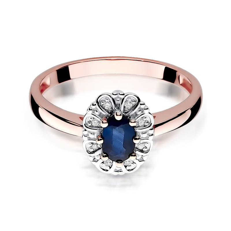 Inel Aur 14K cu Safir 0.70 ct si Diamante Naturale 0.07 ct, imaginea 9 din 11
