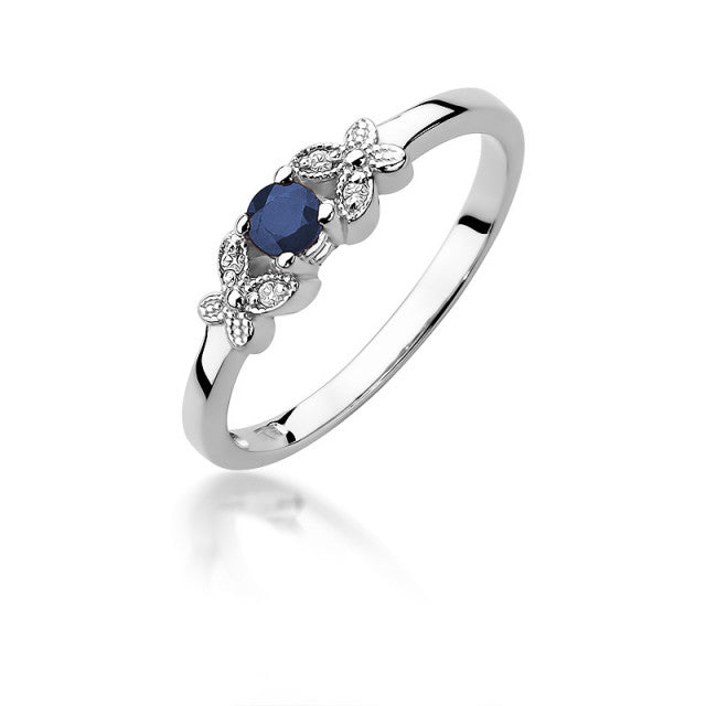 Inel Aur 14K cu Safir 0.15 ct si Diamante Naturale 0.02 ct, imaginea 5 din 10