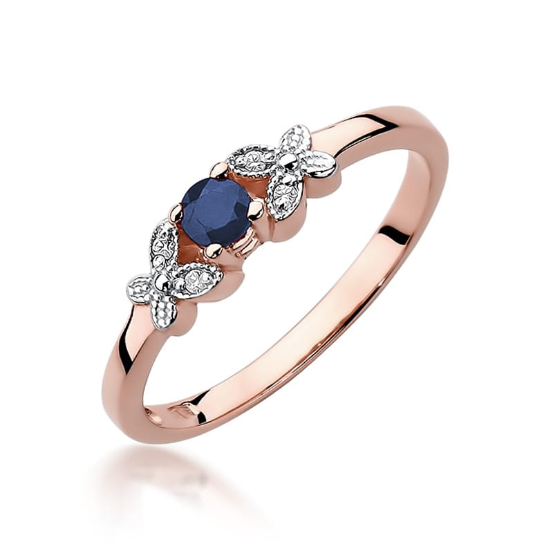 Inel Aur 14K cu Safir 0.15 ct si Diamante Naturale 0.02 ct, imaginea 8 din 10