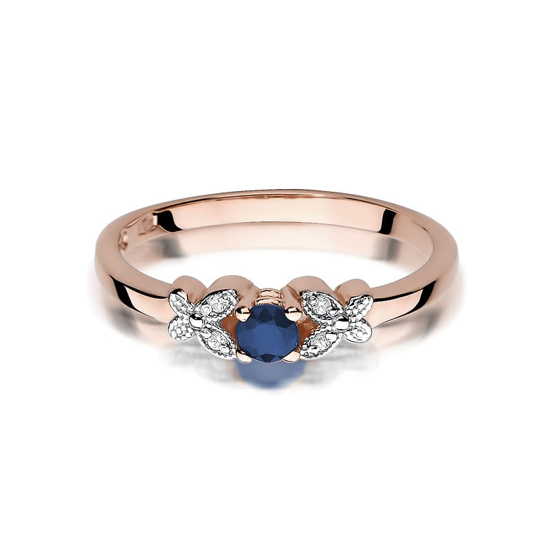 Inel Aur 14K cu Safir 0.15 ct si Diamante Naturale 0.02 ct, imaginea 9 din 10