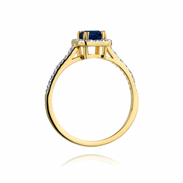 Inel Aur 14K cu Safir 0.60 ct si Diamante Naturale 0.22 ct, imaginea 3 din 10
