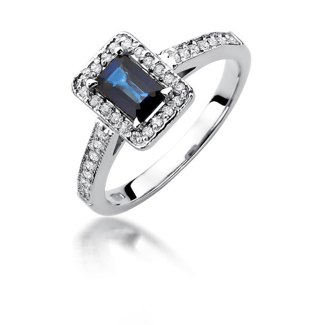 Inel Aur 14K cu Safir 0.60 ct si Diamante Naturale 0.22 ct, imaginea 5 din 10