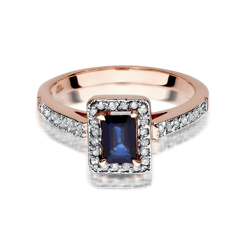 Inel Aur 14K cu Safir 0.60 ct si Diamante Naturale 0.22 ct, imaginea 9 din 10