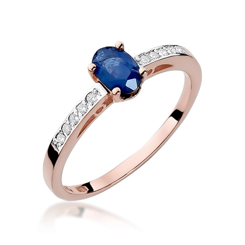 Inel Aur 14K cu Safir 0.70 ct si Diamante Naturale 0.05 ct, imaginea 6 din 8