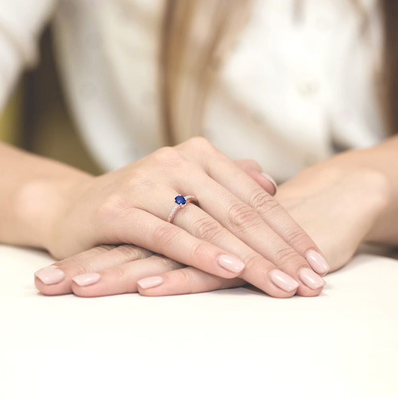 Inel Aur 14K cu Safir 0.70 ct si Diamante Naturale 0.05 ct, imaginea 8 din 8