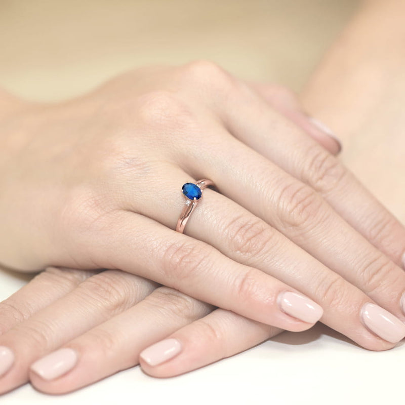 Inel Aur 14K cu Safir 0.70 ct si Diamante Naturale 0.03 ct, imaginea 11 din 11