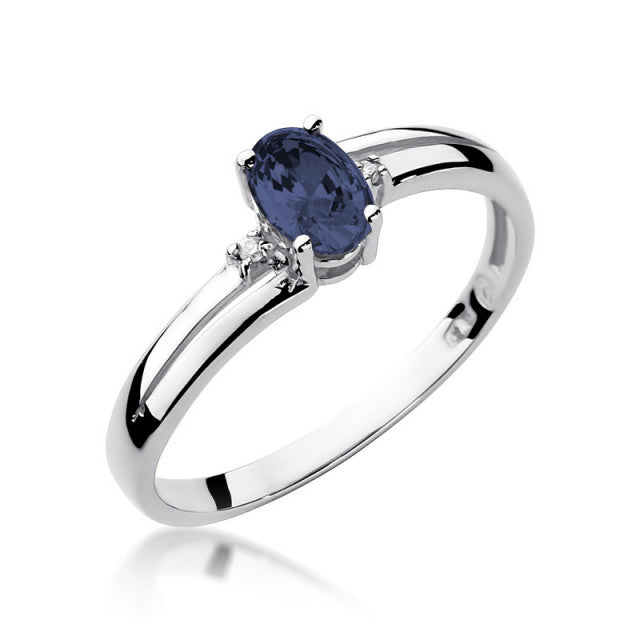 Inel Aur 14K cu Safir 0.70 ct si Diamante Naturale 0.03 ct, imaginea 5 din 11