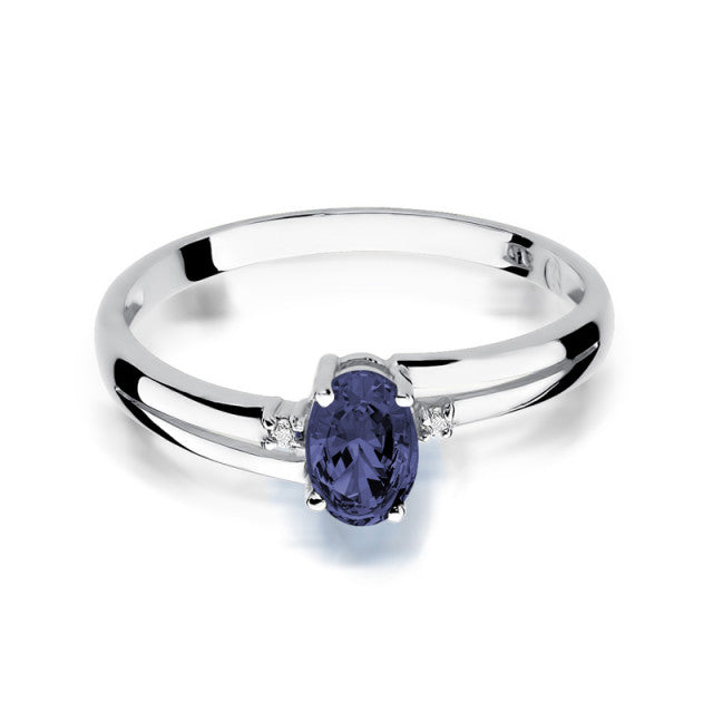 Inel Aur 14K cu Safir 0.70 ct si Diamante Naturale 0.03 ct, imaginea 6 din 11