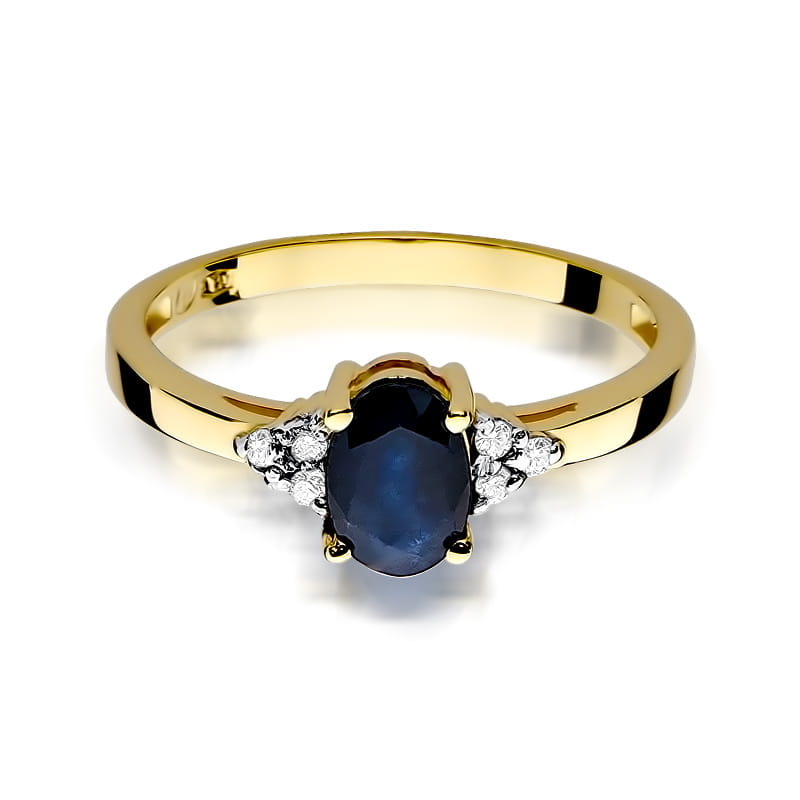 Inel Aur 14K cu Safir 0.90 ct si Diamante Naturale 0.05 ct, imaginea 2 din 11