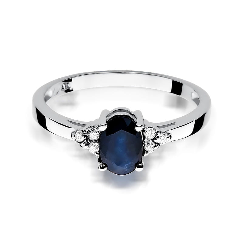 Inel Aur 14K cu Safir 0.90 ct si Diamante Naturale 0.05 ct, imaginea 10 din 11