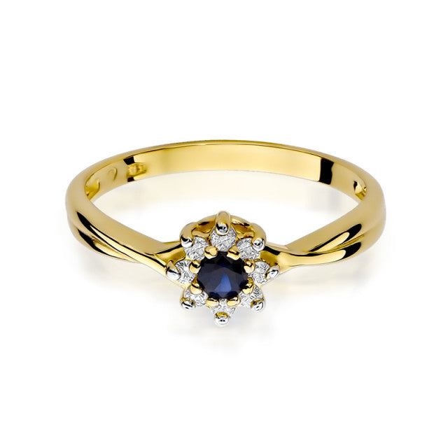 Inel Aur 14K cu Safir 0.15 ct si Diamante Naturale 0.12 ct, imaginea 2 din 10