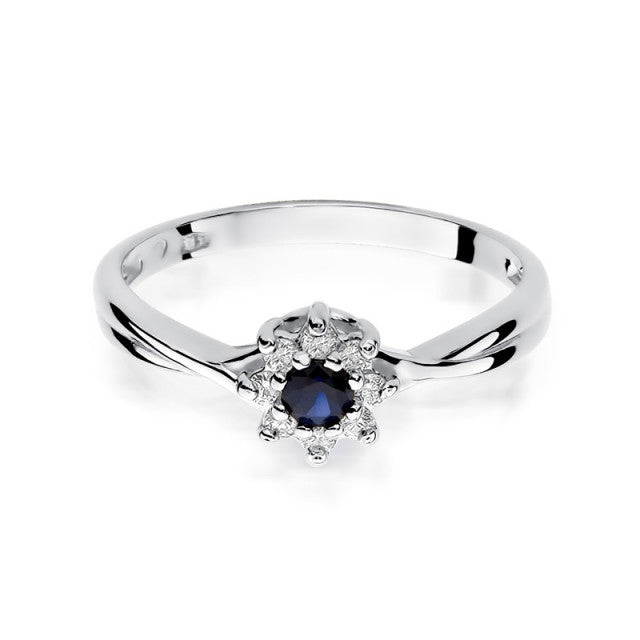 Inel Aur 14K cu Safir 0.15 ct si Diamante Naturale 0.12 ct, imaginea 6 din 10