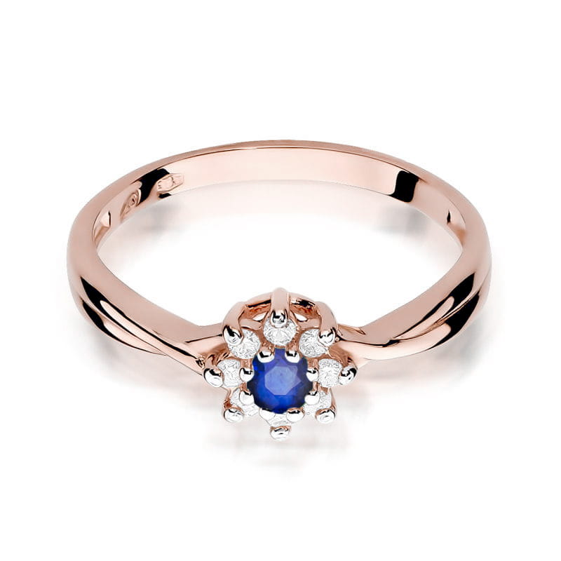 Inel Aur 14K cu Safir 0.15 ct si Diamante Naturale 0.12 ct, imaginea 9 din 10