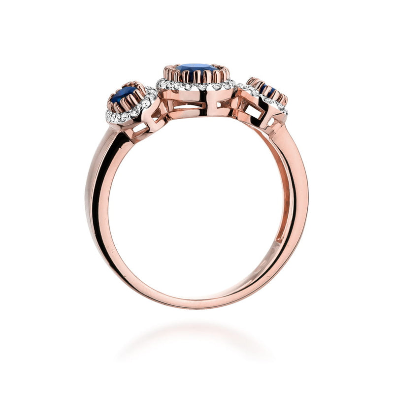 Inel Aur 14K cu Safir 0.90 ct si Diamante Naturale 0.24 ct, imaginea 10 din 11