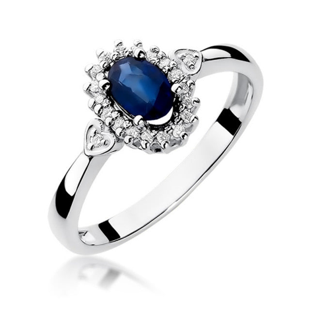 Inel Aur 14K cu Safir 0.70 ct si Diamante Naturale 0.10 ct, imaginea 5 din 10