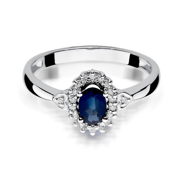 Inel Aur 14K cu Safir 0.70 ct si Diamante Naturale 0.10 ct, imaginea 6 din 10
