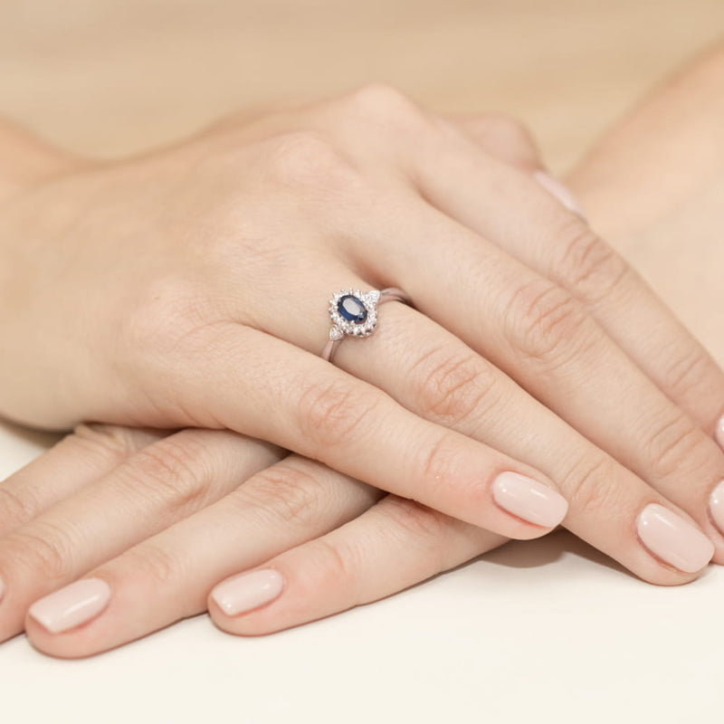 Inel Aur 14K cu Safir 0.70 ct si Diamante Naturale 0.10 ct, imaginea 10 din 10