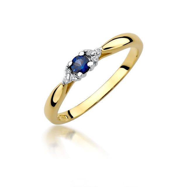 Inel Aur 14K cu Safir 0.15 ct si Diamante Naturale 0.03 ct — Aur galben