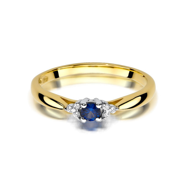 Inel Aur 14K cu Safir 0.15 ct si Diamante Naturale 0.03 ct, imaginea 2 din 10