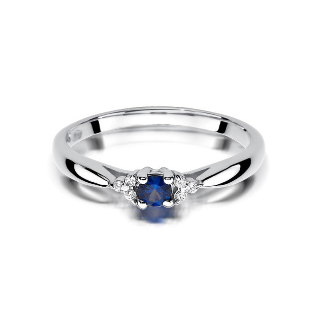 Inel Aur 14K cu Safir 0.15 ct si Diamante Naturale 0.03 ct, imaginea 6 din 10