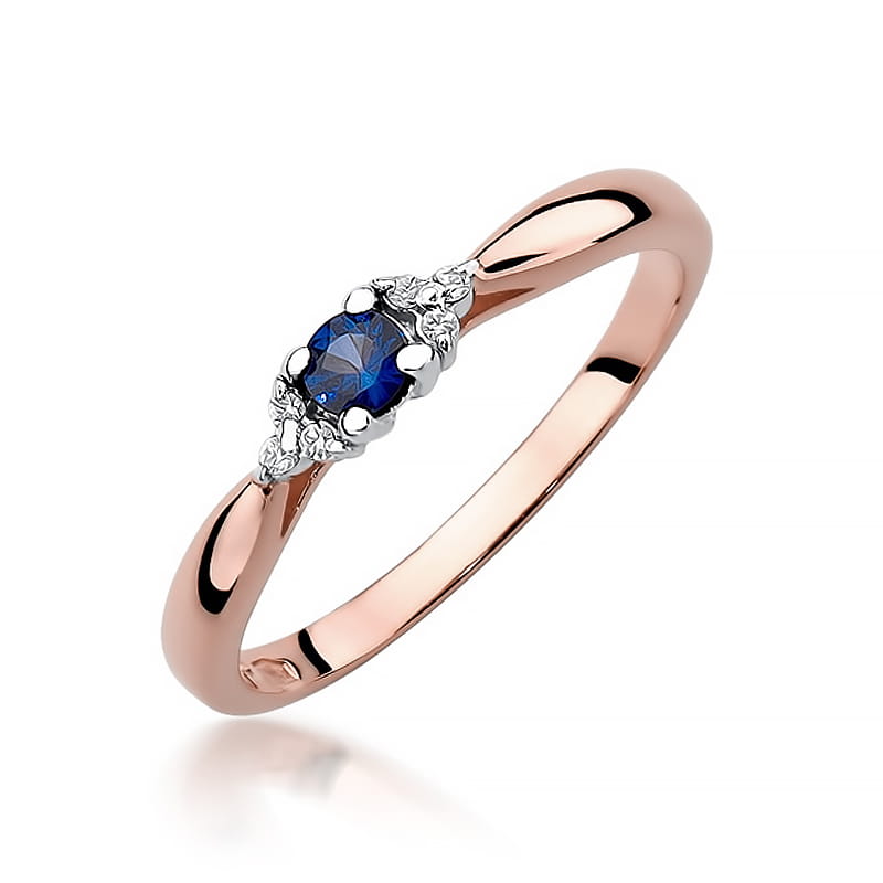 Inel Aur 14K cu Safir 0.15 ct si Diamante Naturale 0.03 ct, imaginea 8 din 10