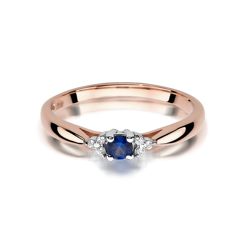Inel Aur 14K cu Safir 0.15 ct si Diamante Naturale 0.03 ct, imaginea 9 din 10