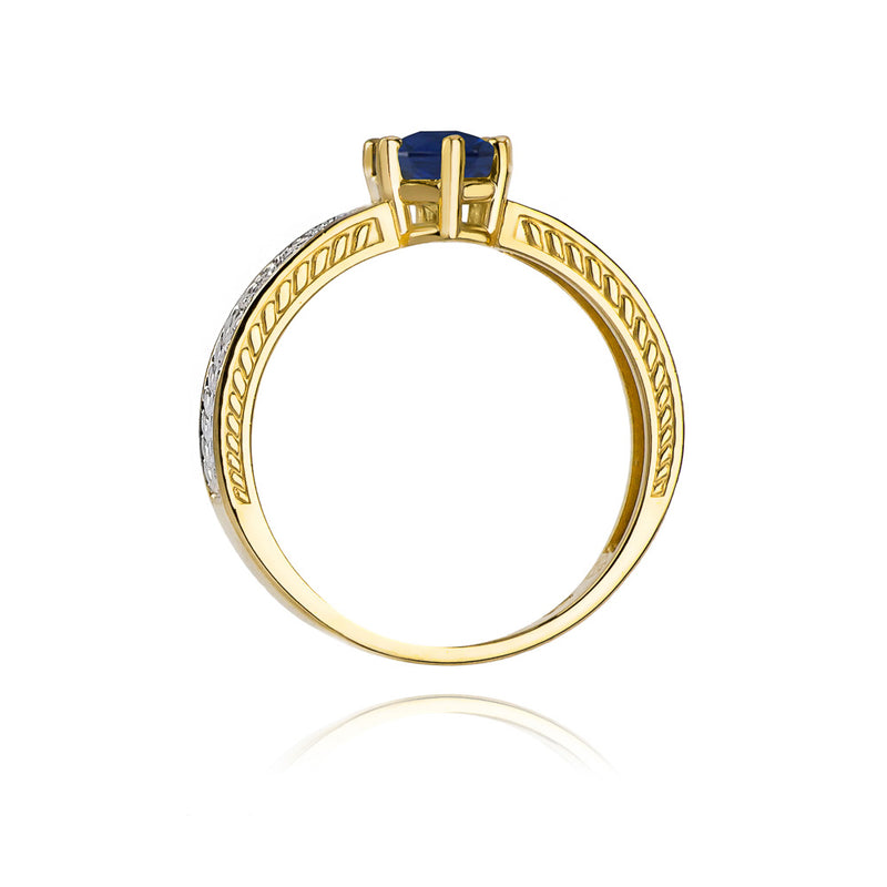 Inel Aur 14K cu Safir 0.50 ct si Diamante Naturale 0.08 ct, imaginea 3 din 10